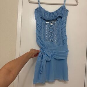 Baby Blue Outcast Dress - Sabrina Carpenter Lace Mini Dress